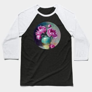 Pink flower painting, abstract botanical drawing Baseball T-Shirt
